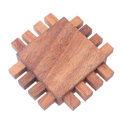 Wood game, 'Locked Sticks' - Handcrafted Raintree Wood Game from Thailand