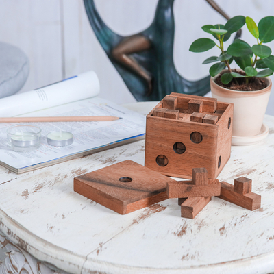 Wood puzzle, 'Soma Cube Challenge' - Raintree Wood Soma Cube Puzzle from Thailand