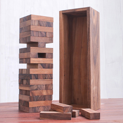 Holzpuzzle - Handgefertigtes Stapelturmspiel aus Holz aus Thailand