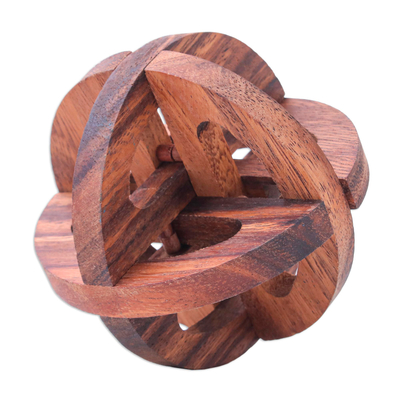 Wood puzzle, 'Global Mystery' - Hand Crafted Raintree Wood Puzzle Game from Thailand
