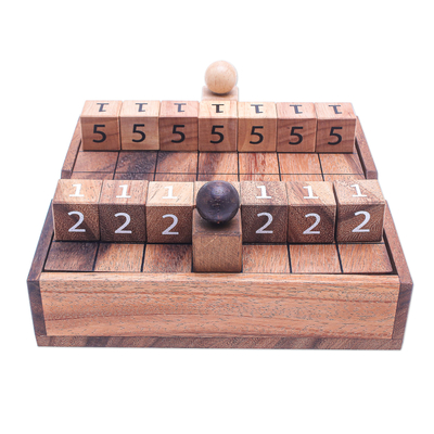 Wood game, 'City Battle' - Hand Carved Raintree Wood Game from Thailand