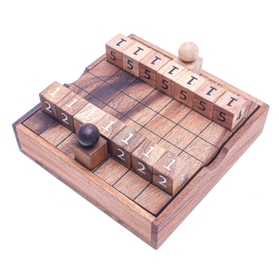Wood game, 'City Battle' - Hand Carved Raintree Wood Game from Thailand