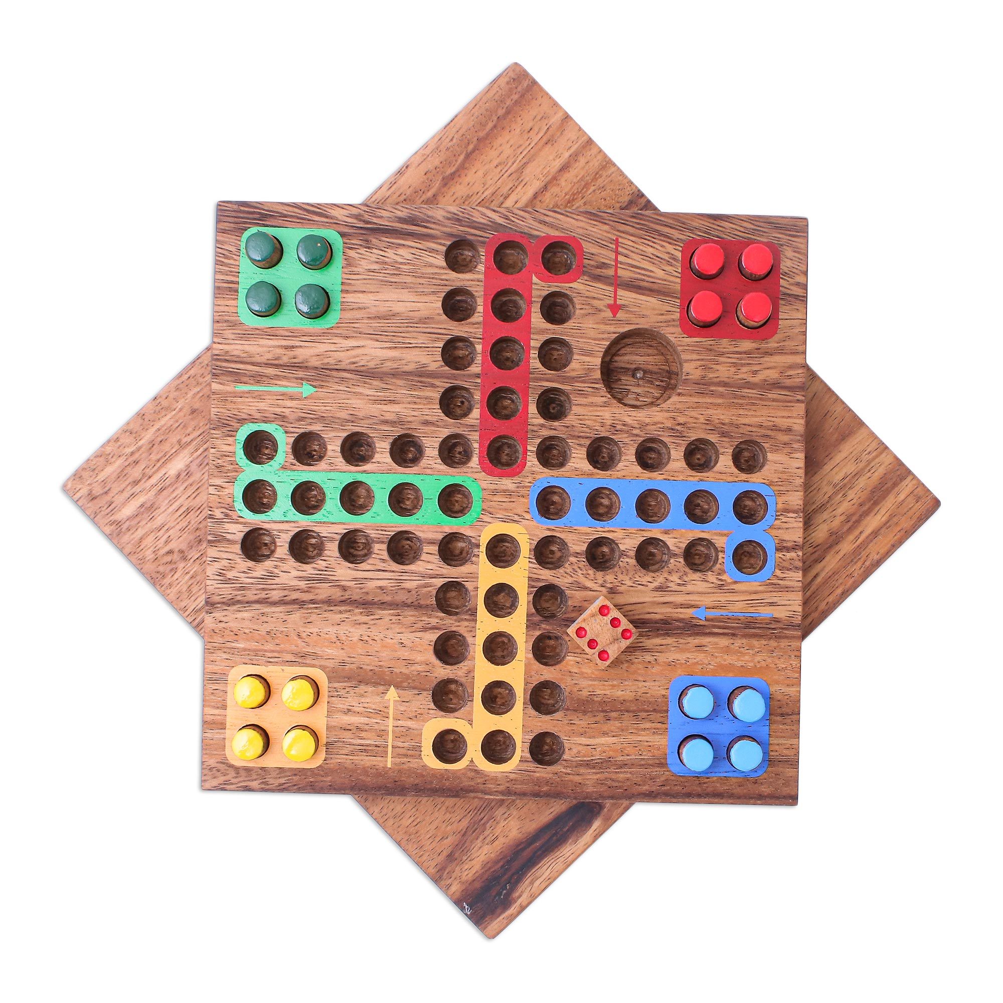 UNICEF Market Handmade Raintree Wood Ludo Board Game from Thailand