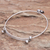 Sterling silver bangle charm bracelet, 'Good Luck Elephant' - Artisan Made Sterling Silver Bangle Charm Bracelet