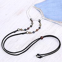 Beaded face mask lanyard, 'Smart Style in Multi' - Artisan Crafted Face Mask and Eyeglass Lanyard