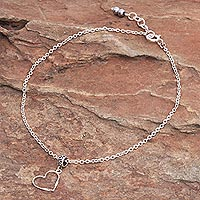 Sterling silver charm anklet, Your Love
