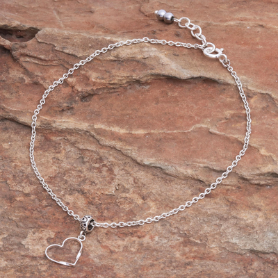 Sterling silver charm anklet, Your Love