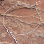 Sterling silver charm anklet, 'Your Love' - Thai Handmade Sterling Silver and Hematite Charm Anklet