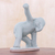 Celadon ceramic figurine, 'Elephant Triangle Pose' - Hand Crafted Ceramic Elephant Yoga Figurine from Thailand