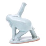 Celadon ceramic figurine, 'Elephant Triangle Pose' - Hand Crafted Ceramic Elephant Yoga Figurine from Thailand