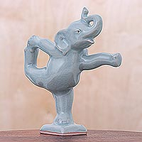 Featured review for Celadon ceramic figurine, Elephant Mountain Pose