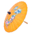 Paper parasol, 'Orange Flora' - Hand-Crafted Saa Paper Parasol with Bamboo Handle