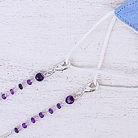 Silver-plated amethyst face mask lanyard, 'Peaceful in Purple' - Amethyst Silver-Plated Face Mask Lanyard