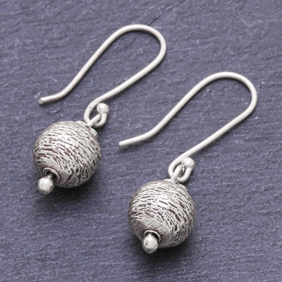 Sterling silver dangle earrings, 'Future Earth' - Artisan Made Sterling Silver Dangle Earrings