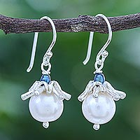 Pendientes colgantes de perlas cultivadas, 'Ángeles de la Alegría' - Pendientes colgantes de perlas cultivadas y plata de ley