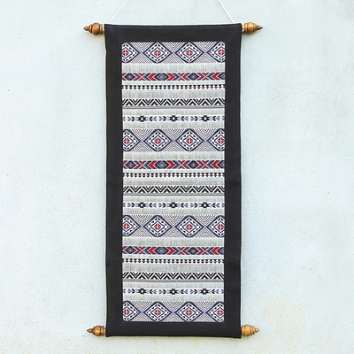 Cotton wall hanging, 'Thai Winter' - Handmade Cotton Floral Wall Hanging from Thailand