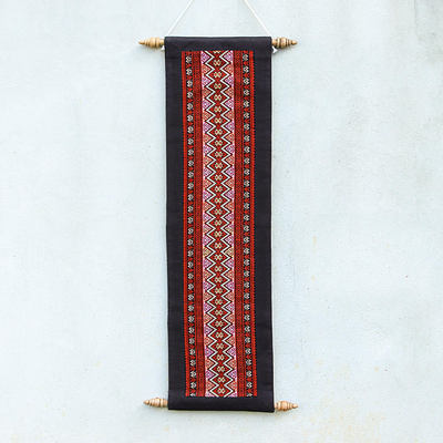 Cotton wall hanging, 'Lanna Sunset' - Hand Crafted Thai Cotton Wall Hanging