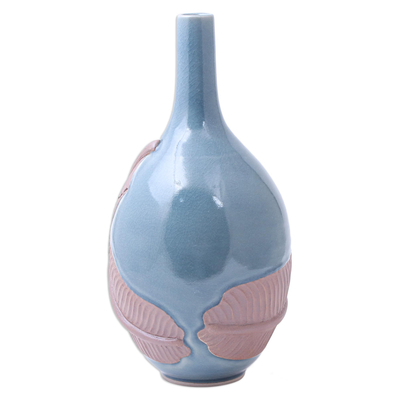 Celadon-Keramikvase - Handgefertigte Bananenblattvase aus Celadon-Keramik
