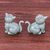 Figuras de cerámica celadón, (par) - Figuras de gatos de cerámica celadón hechas a mano (par)