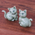 Seladon-Keramikfiguren, (Paar) - Handgefertigte Katzenfiguren aus Seladon-Keramik (Paar)
