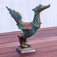 Brass sculpture, 'Thai Swan' - Hand Made Brass Swan Sculpture from Thailand