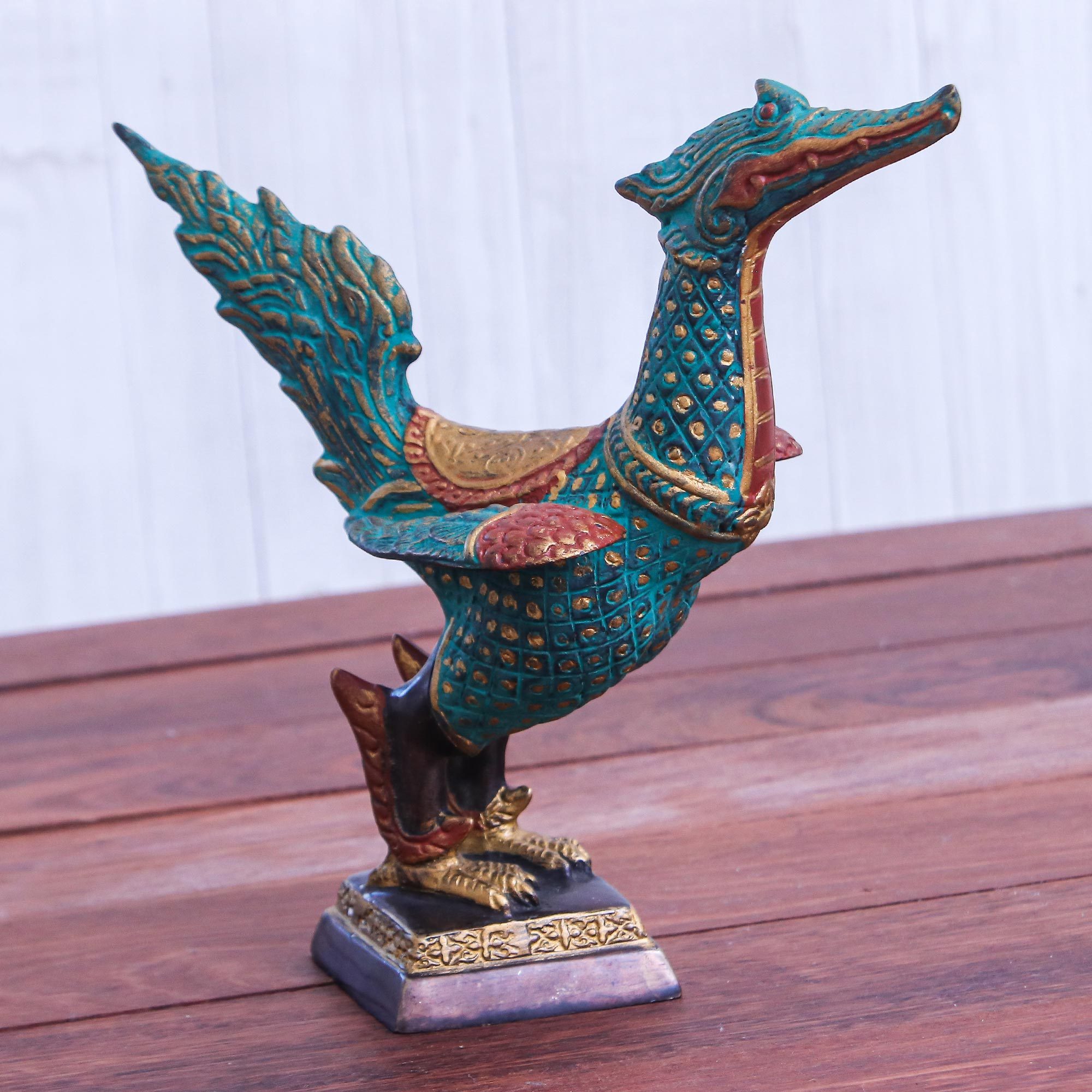 Hand Made Brass Swan Sculpture from Thailand Thai Swan NOVICA