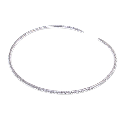 Silver collar necklace, 'Unbreakable Bond' - Artisan Made Woven Silver Collar Necklace from Thailand