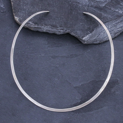 Sterling silver collar necklace, 'Pure Joy' - Artisan Crafted Sterling Silver Collar from Thailand