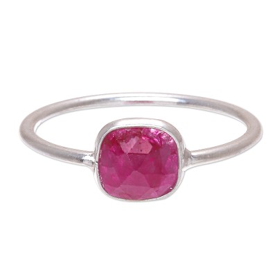 Sillimanite cocktail ring, 'Merry Moon' - Handmade Sterling Silver Sillimanite Cocktail Ring