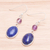 Lapis lazuli dangle earrings, 'Universe in Blue' - Lapis Lazuli and Amethyst Bead Dangle Earrings (image 2b) thumbail