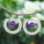 Quartz dangle earrings, 'Universal Sun in Lavender' - Quartz and Glass Beaded Circle Earrings thumbail