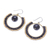 Beaded dangle earrings, 'Universal Sun in Black' - Handcrafted Glass Beaded Circle Earrings
