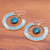 Serpentine dangle earrings, 'Universal Sun in Blue' - Thai Handcrafted Serpentine Dangle Earrings