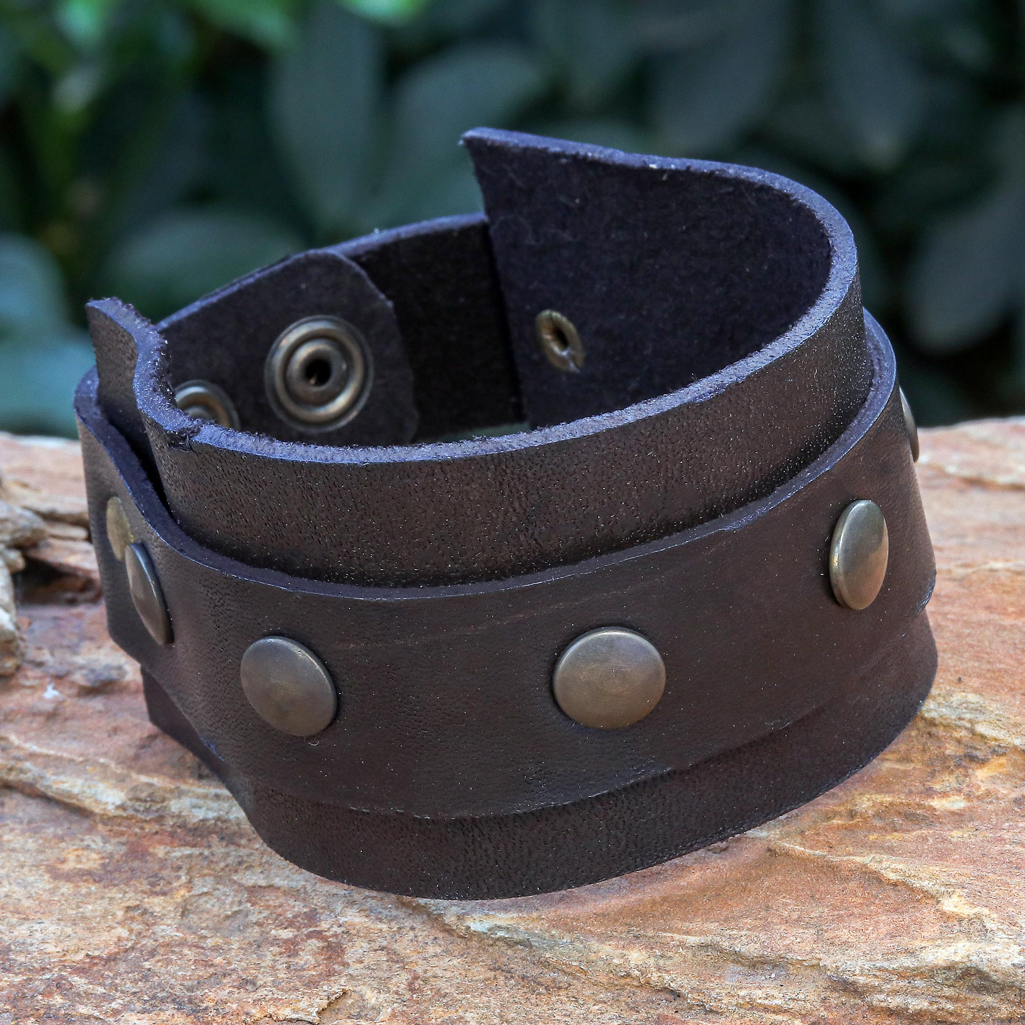Men's Wide Leather Belt Strap Buckle Adjustable Cuff Bangle Wristband  Bracelet