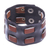 Men's leather wristband bracelet, 'Weave' - Men's Woven Two-Tone Brown Leather Wristband