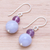 Agate and amethyst dangle earrings, 'Violet Hour' - Hand Crafted Agate and Amethyst Dangle Earrings (image 2b) thumbail