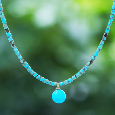 Gold-accented magnesite pendant necklace, Before Dawn in Turquoise