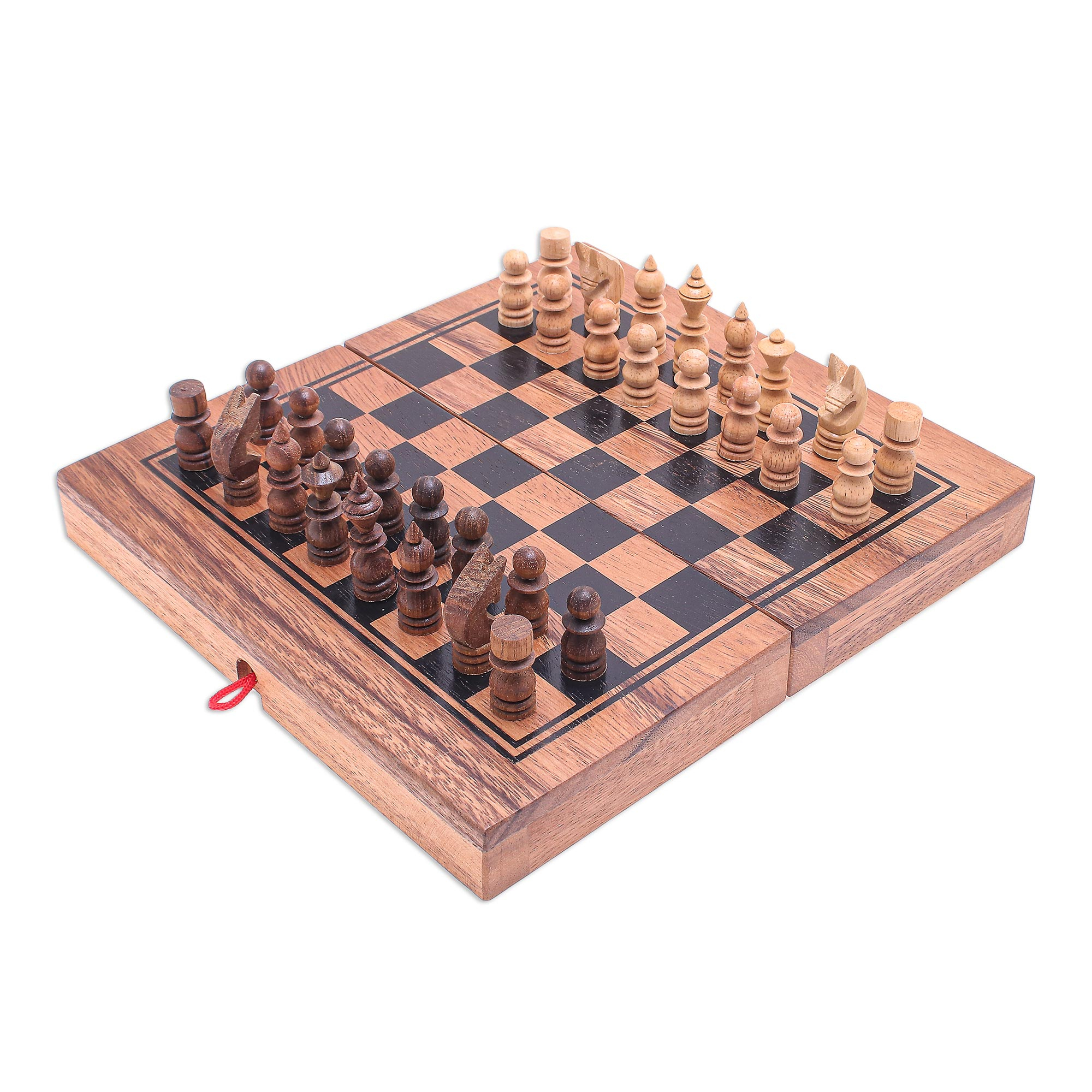 Novica 2 Player Wood Chess And Checkers Set