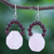 Rose quartz and garnet dangle earrings, 'Pink Sun' - Handmade Rose Quartz and Garnet Dangle Earrings