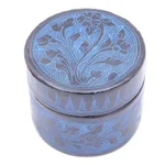 Decorative wood boxes, 'Frosty Flora' (pair) - Handmade Decorative Floral Wood Boxes from Thailand (Pair)