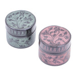 Decorative wood boxes, 'Flip Side Flora' (pair) - Decorative Floral Wood Boxes from Thailand (Pair)