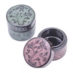 Decorative wood boxes, 'Flip Side Flora' (pair) - Decorative Floral Wood Boxes from Thailand (Pair)