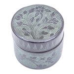 Decorative wood boxes, 'Flip Side Flora' (pair) - Decorative Floral Wood Boxes from Thailand (Pair)