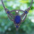 Lapis lazuli and quartz macrame pendant necklace, 'Boho Sea' - Hand Made Lapis Lazuli and Quartz Macrame Pendant Necklace thumbail
