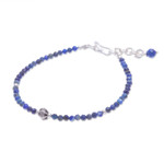 Lapis lazuli beaded pendant bracelet, 'Bright Lights in Blue' - Hand Made Lapis Lazuli Pendant Bracelet from Thailand