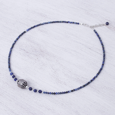 Lapislazuli-Perlen-Anhänger-Halskette, 'City Lights in Blue' - Handgemachte Lapislazuli Perlen Anhänger Halskette aus Thailand