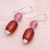 Carnelian and quartz dangle earrings, 'Tangerine Day' - Artisan Crafted Carnelian and Quartz Dangle Earrings