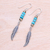 Hematite dangle earrings, 'Sea Feathers' - Handmade Hematite and Sterling Silver Dangle Earrings
