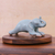 Celadon ceramic figurine, 'Elephant Plank Pose' - Handmade Ceramic Elephant Yoga-Themed Figurine