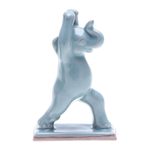 Celadon ceramic figurine, 'Elephant Warrior Pose' - Hand Made Celadon Ceramic Elephant Yoga-Themed Figurine
